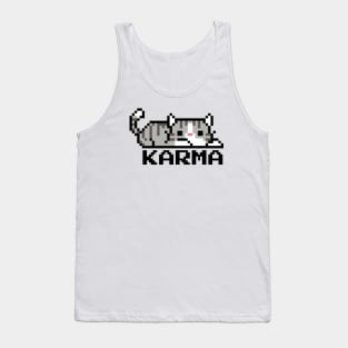 Karma - Gray Striped Cat Tank Top